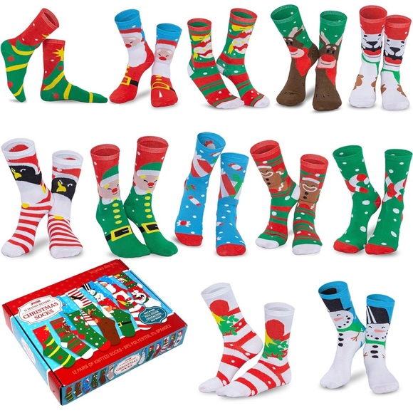 JOYIN 12 Pairs Warm Soft Cotton Christmas Socks Set for Christmas - NWT - Picture 1 of 15